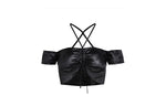 Load image into Gallery viewer, REJJ Acetate Imitated Leather One-shoulder Vest
