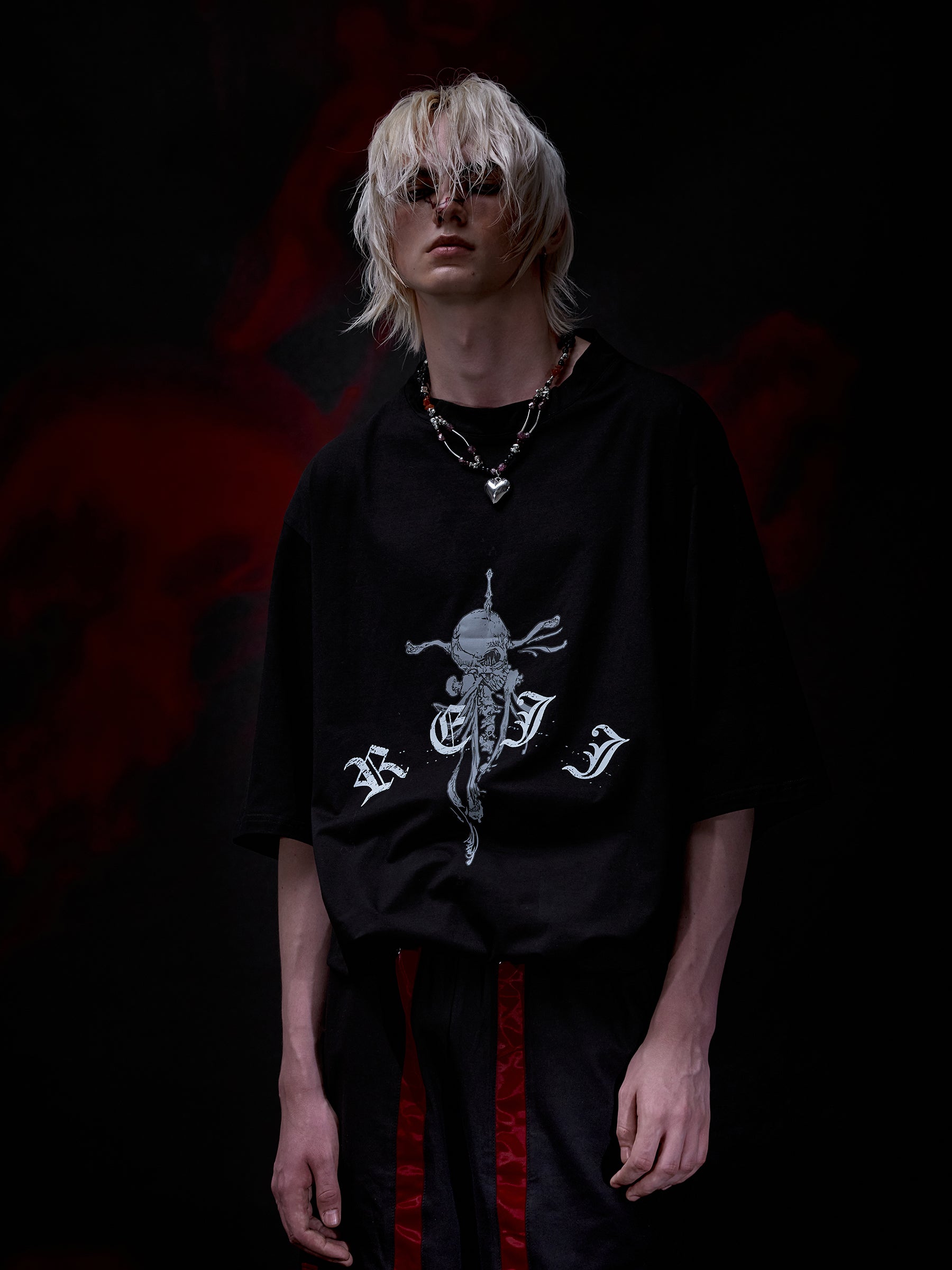 REJJ "Sword in the Skull" Print Loose T-shirt