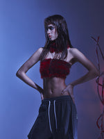 Load image into Gallery viewer, REJJ Red and Black Plush Tube Top
