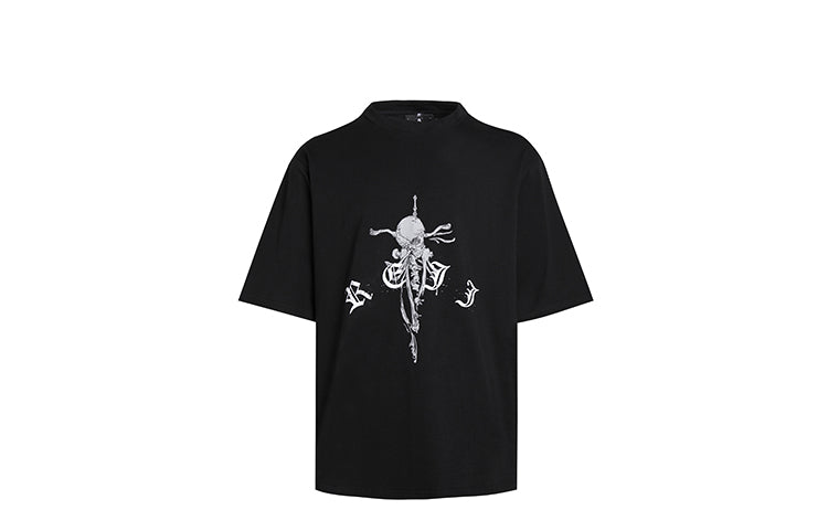 REJJ "Sword in the Skull" Print Loose T-shirt