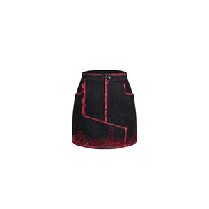 REJJ "Hurt" Blood flowing denim short skirt