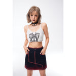 Load image into Gallery viewer, REJJ &quot;Hurt&quot; Blood flowing denim short skirt
