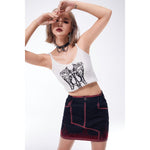 Load image into Gallery viewer, REJJ &quot;Hurt&quot; Blood flowing denim short skirt
