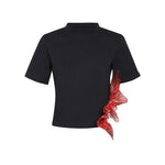 Load image into Gallery viewer, REJJ &quot;Hurt&quot; Floral Tulle Pearl Ruffle T-shirt
